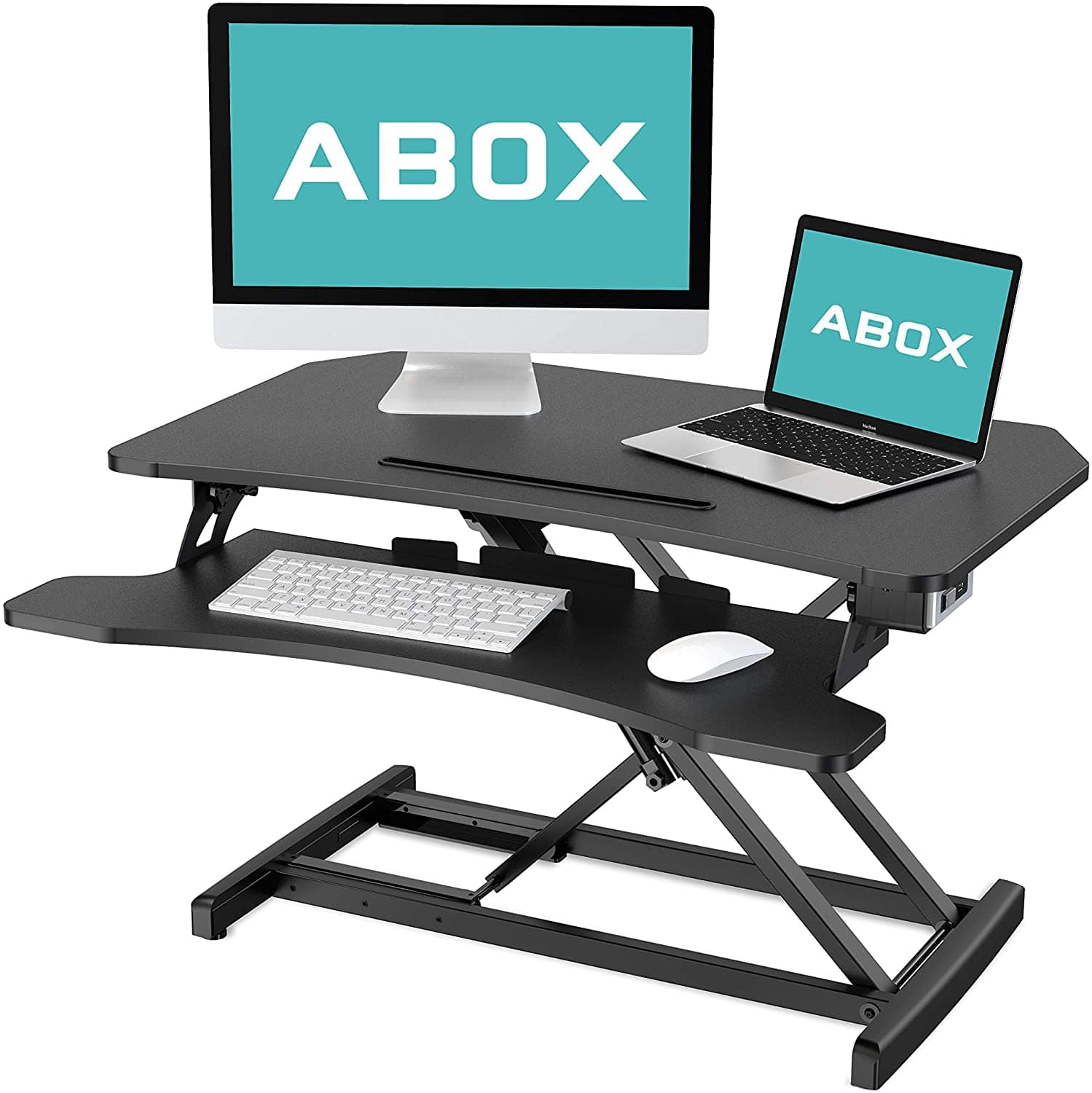 ABOX Electric Powered Standing Desk Converter Monitor Stands