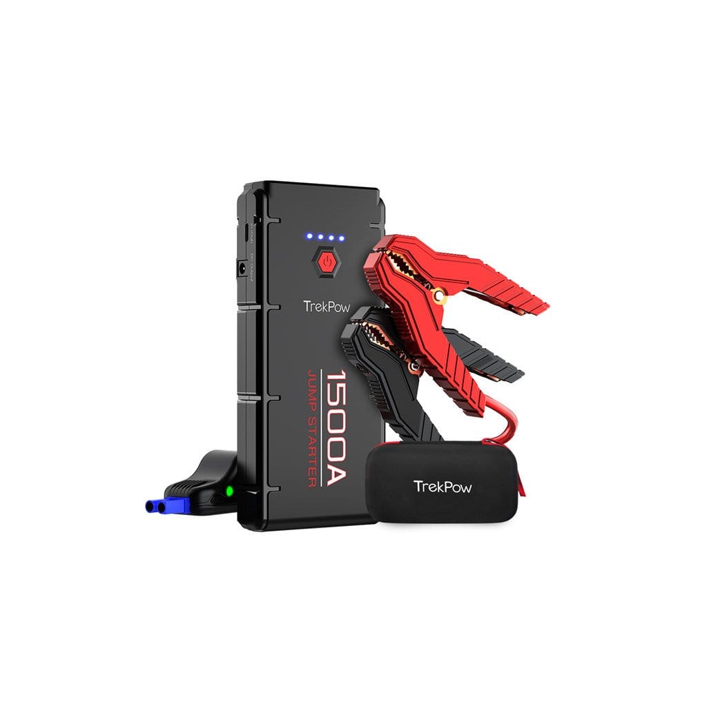 Jump Starter Power Bank 1500A Peak 12000mAh Portable Car Battery Booster for Engines up to 8.0L Gas and 6.5L Diesel, USB Charge Port, Smart Battery Clamps, LED Flashlight