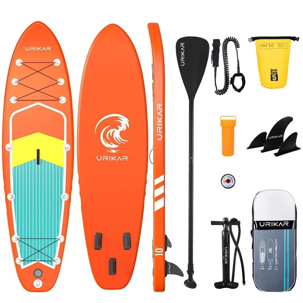 Urikar Surfboard Sunshine Light Urikar Inflatable Paddleboard with Premium Accessories Set-Pump, Carrier, Waterproof Dry Bag