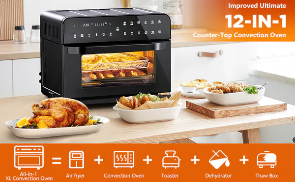 Calmdo CD-AF25EU 1800W 25L Extra-Large Air Fryer Toaster Oven, 12