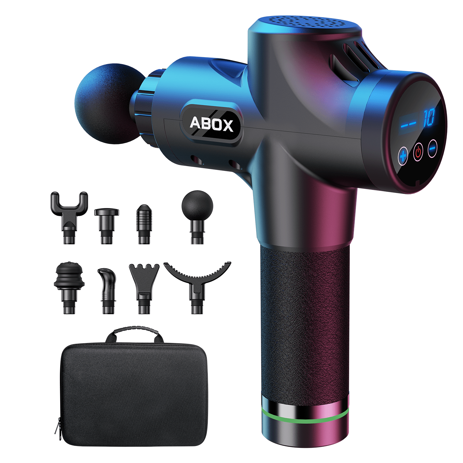 ABOX MG-008 Massage Gun Reach 12 mm with 30 Speeds 8 Massage Heads