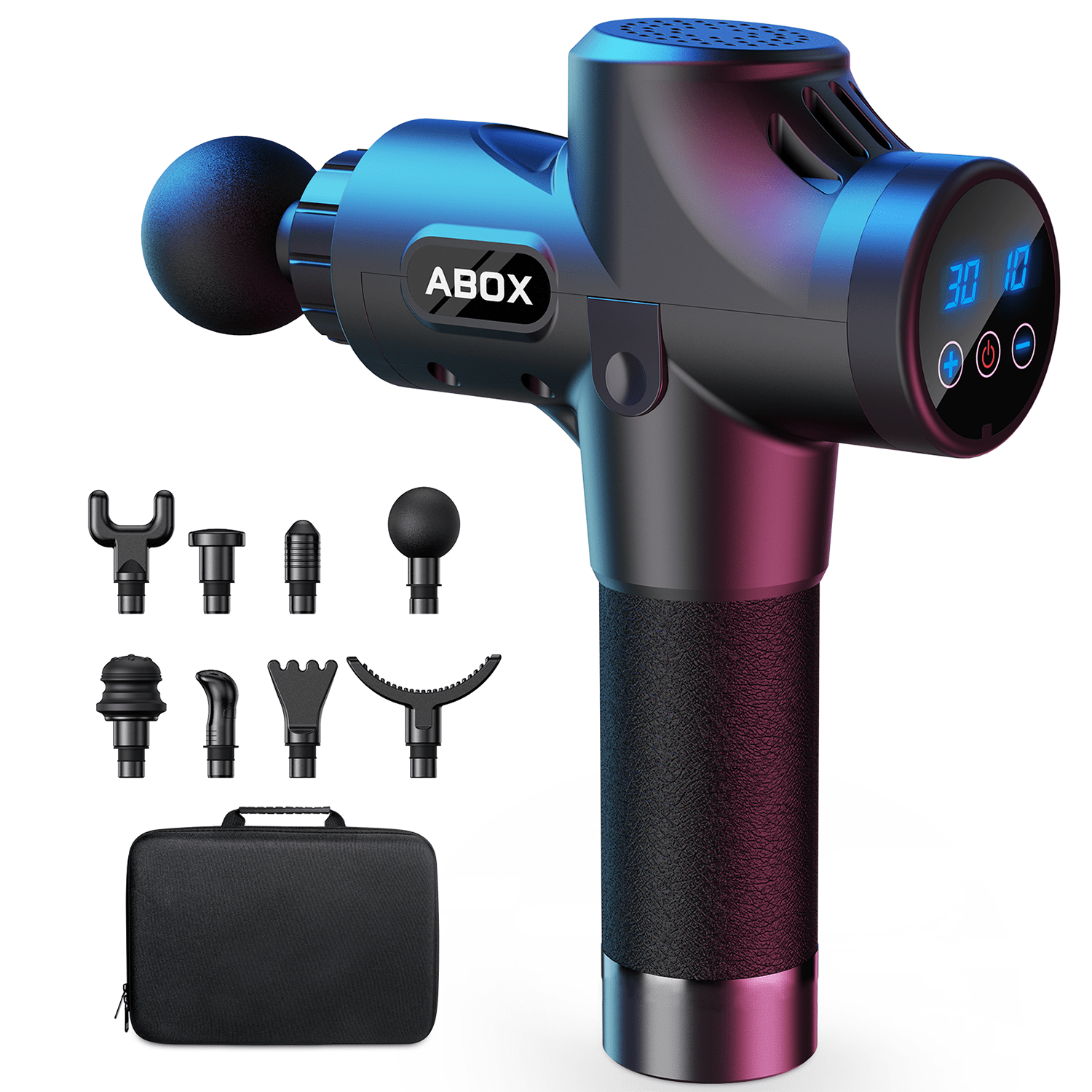 ABOX MG-009 Massage Gun Reach 12 mm with 30 Speeds 8 Massage Heads