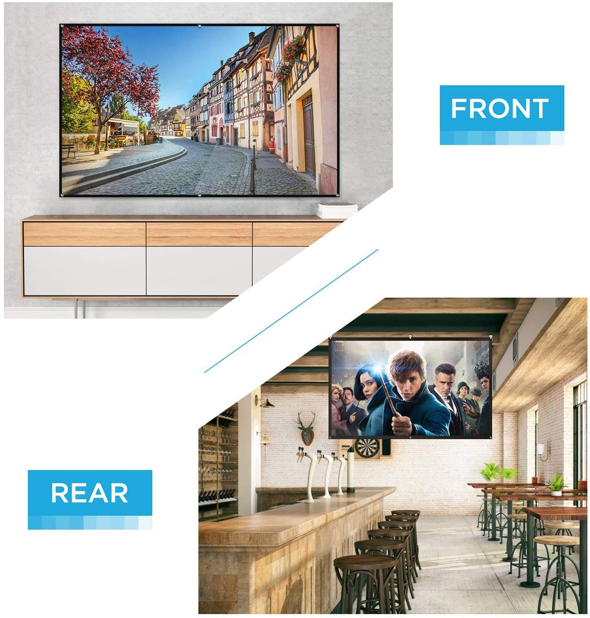 BOMAKER 100-inch 16:9 HD Foldable Anti-Crease Portable Projector Screen - Bomaker