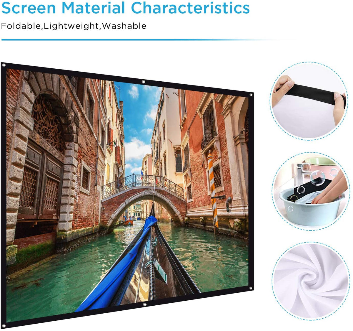 BOMAKER 100-inch 16:9 HD Foldable Anti-Crease Portable Projector Screen - Bomaker