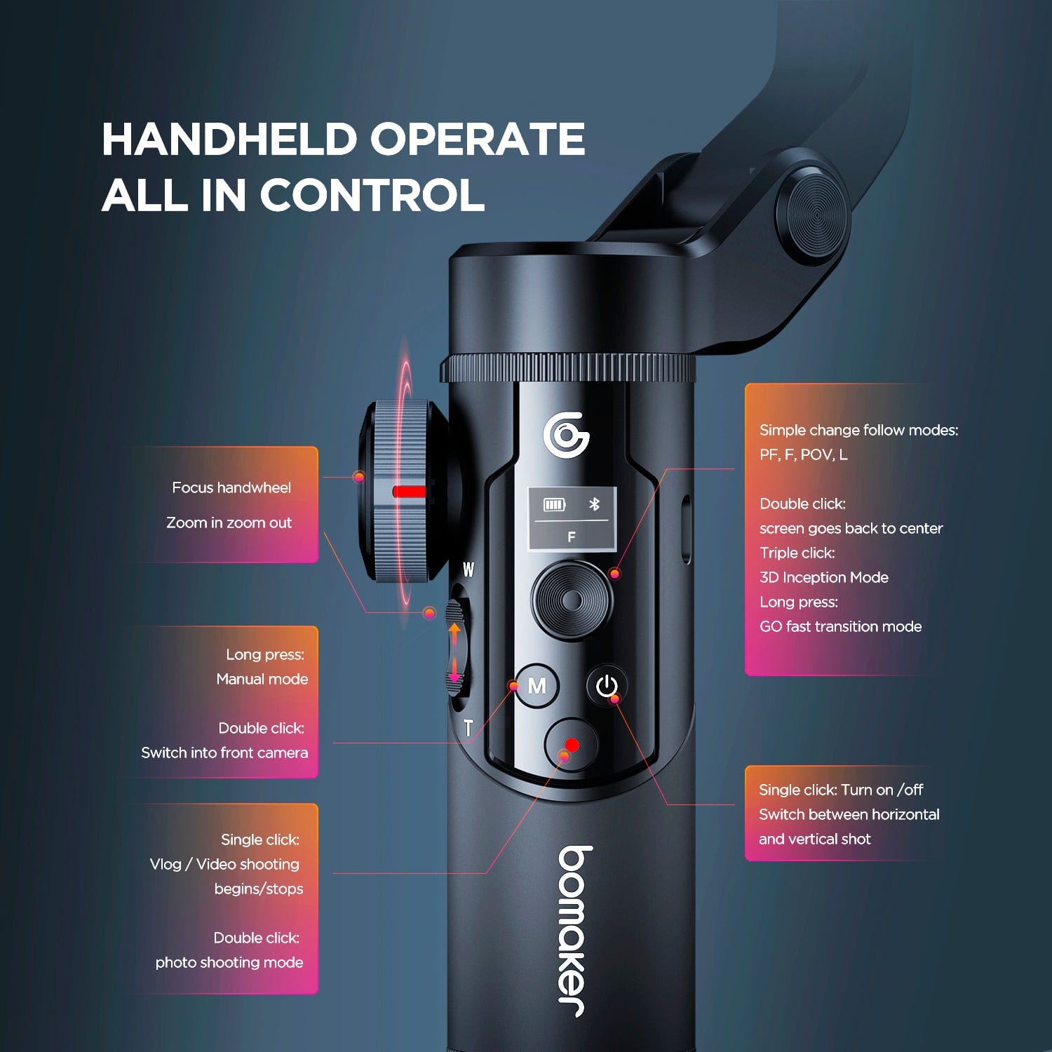 Bomaker SMART XR 3 Axis Gimbal Stabilizer for Mobile