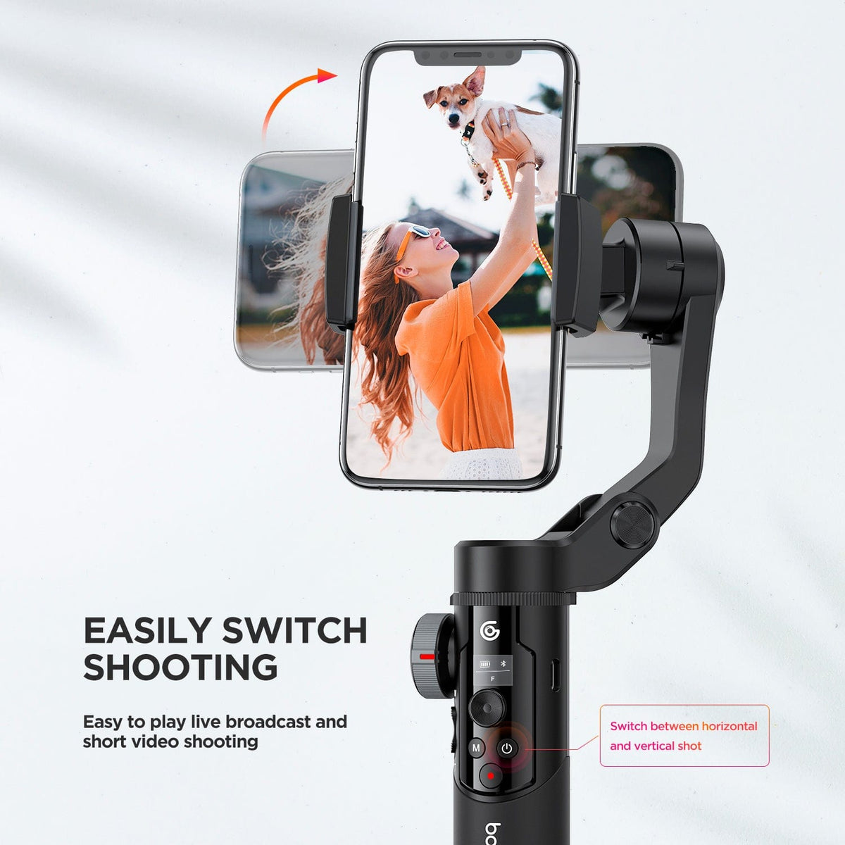 BOMAKER 3-Axis Gimbal Stabilizer for Smartphone, 3D Inception, Hitchcock, AI Face Tracking - Bomaker