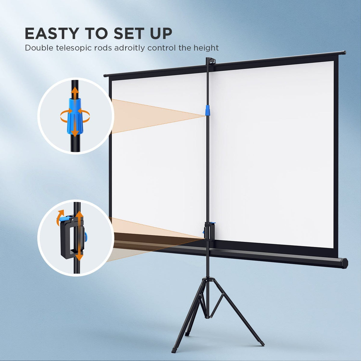 BOMAKER 100&quot; Projector Screen with Stand, 16:9, 1.2 Gain, 180° Viewing Angle, 3D, 4K UHD, HDR Ready. - Bomaker