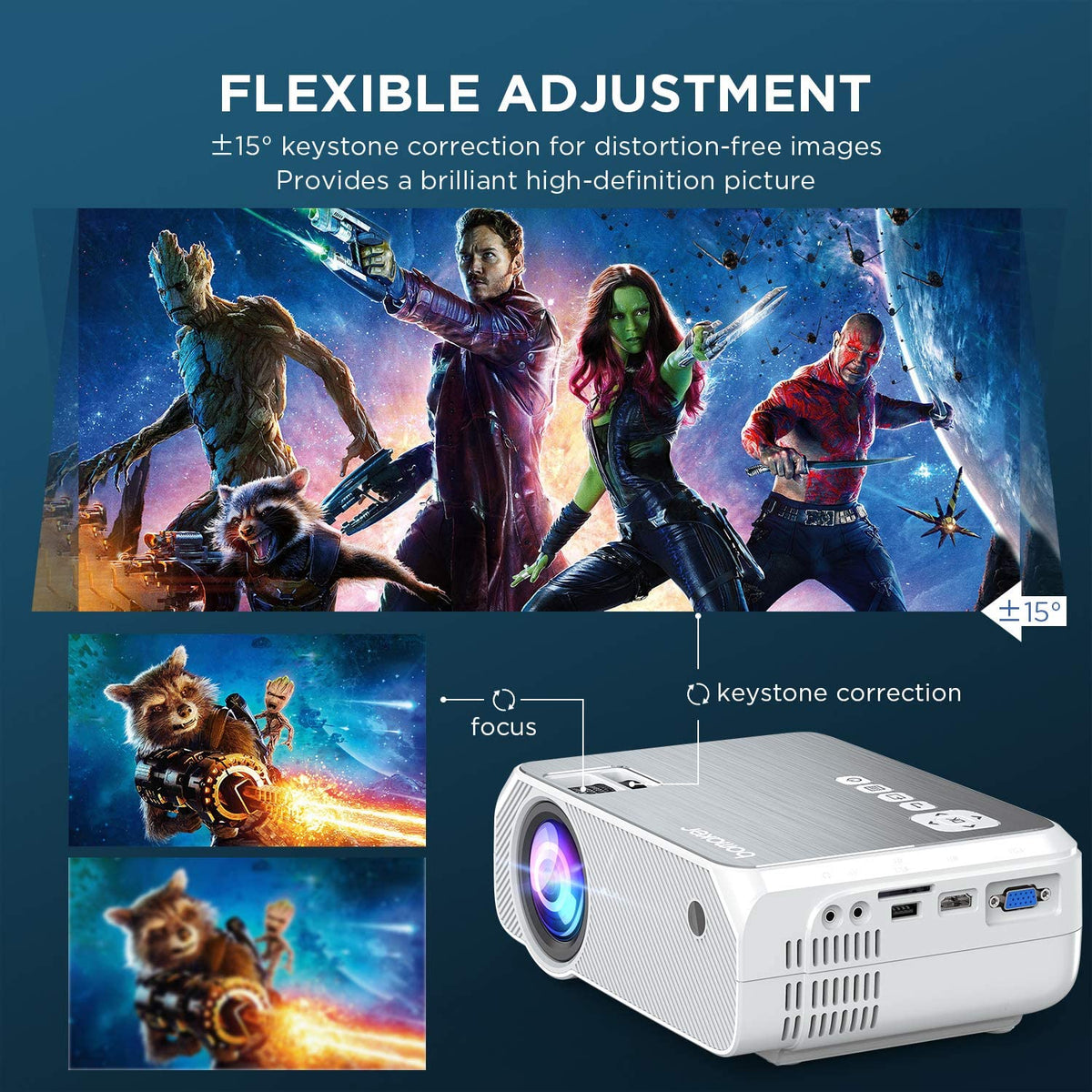 Bomaker Wi-Fi Mini Projector Upgraded Full HD 1080P Supported--GC355(White) - Bomaker