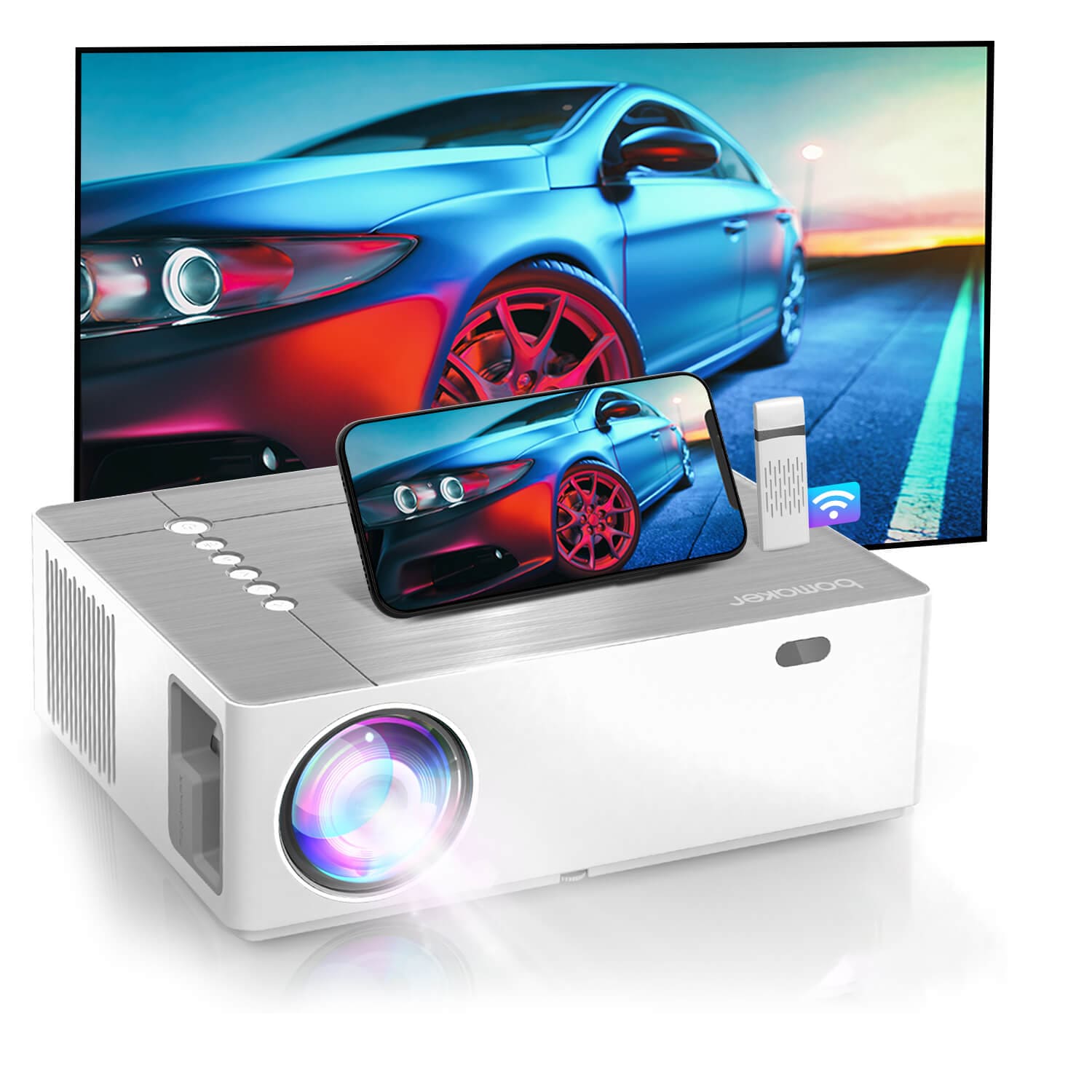 Bomaker 300 ANSI Lumen natif 1080P Projecteur vidéo -- Parrot 1