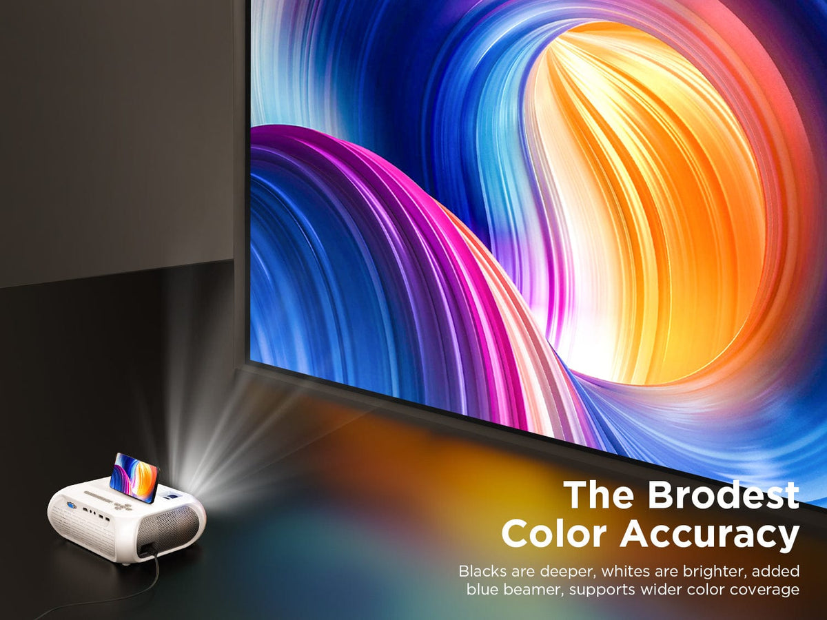 Bomaker Wi-Fi Outdoor Projector Full HD 1080P Wireless Mirroring--S5,White - Bomaker