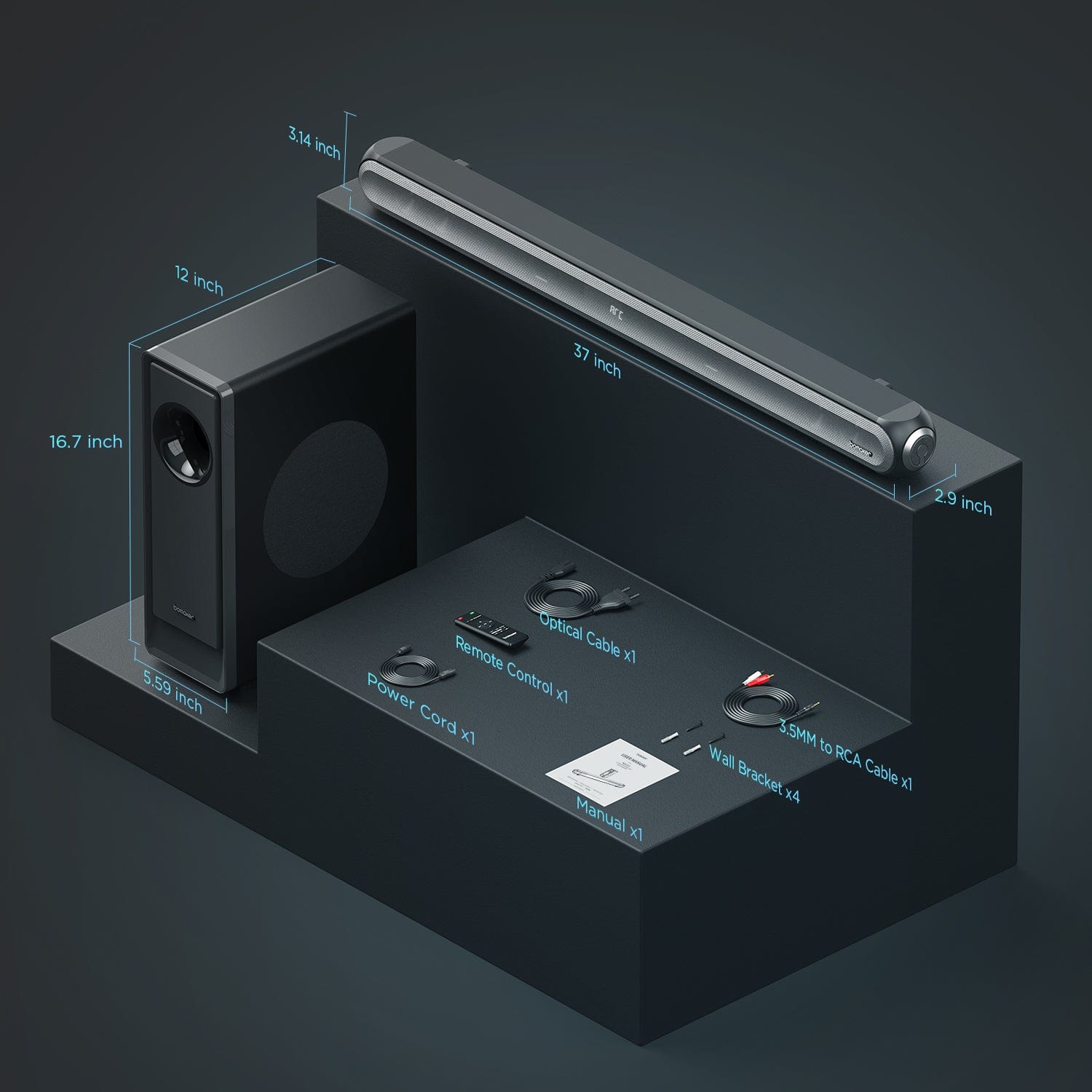 BOMAKER 240W 2.1CH with Dolby 3D Surround SoundBar--Njord II - Bomaker