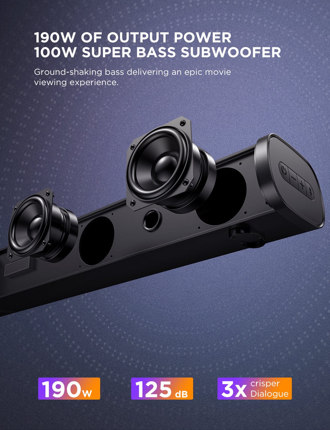 Bomaker 190W 2.1 Barra de sonido con subwoofer--Tapio III