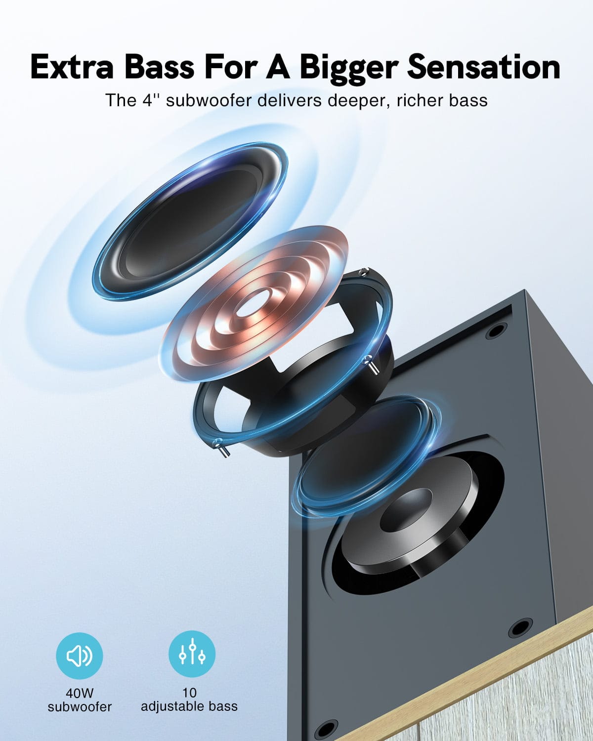 Bomaker 100W 2.1 Subwoofer portátil de cuerdas vocales - Tapio V