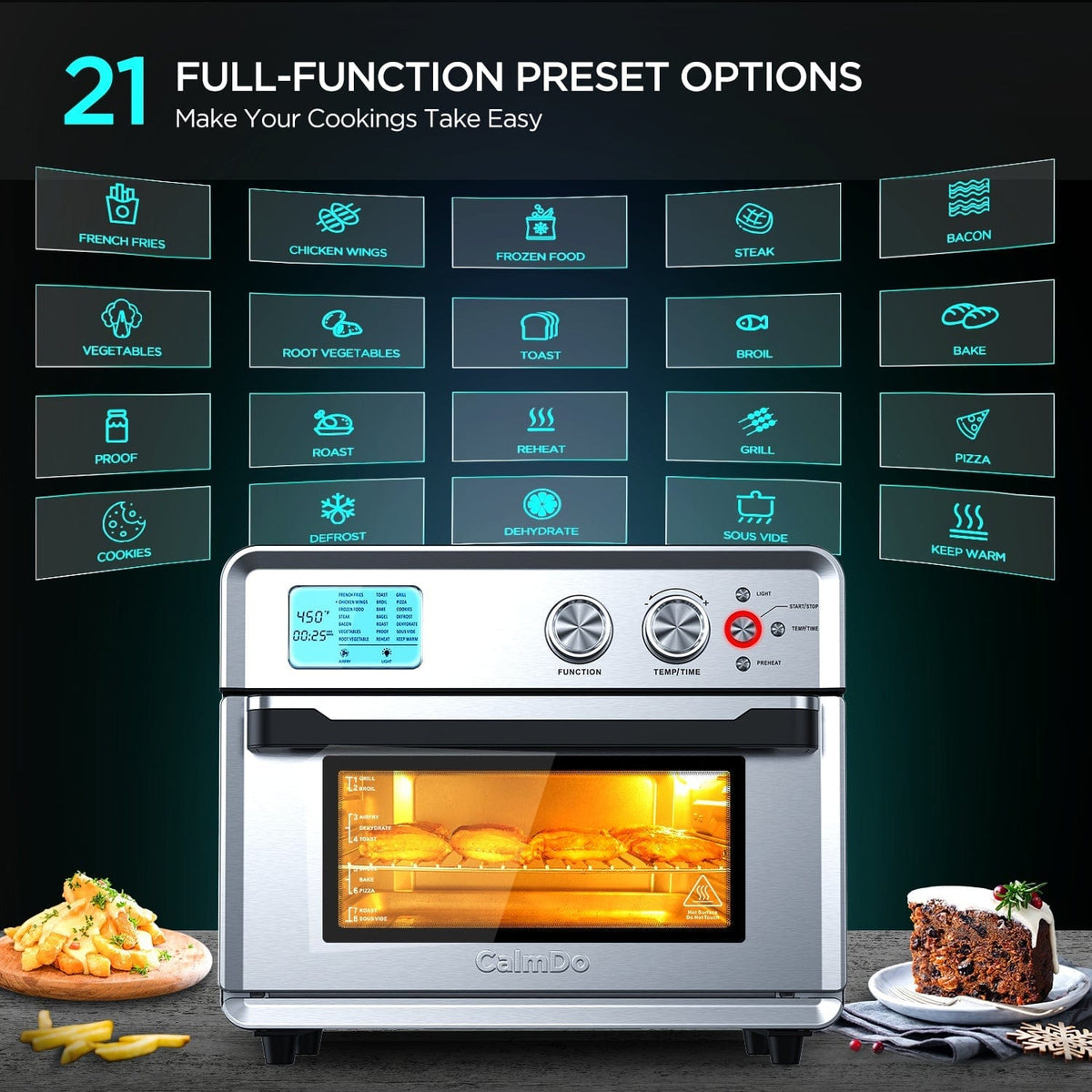 CalmDo home appliance Calmdo 26.3 Quart Air Fryer Toaster Oven AF25L