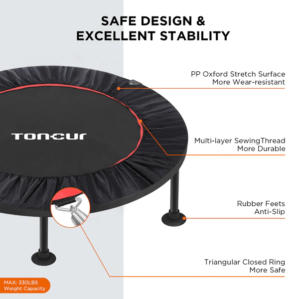 Toncur Trampolines Toncur 40&quot; Foldable Mini Trampoline with Handle