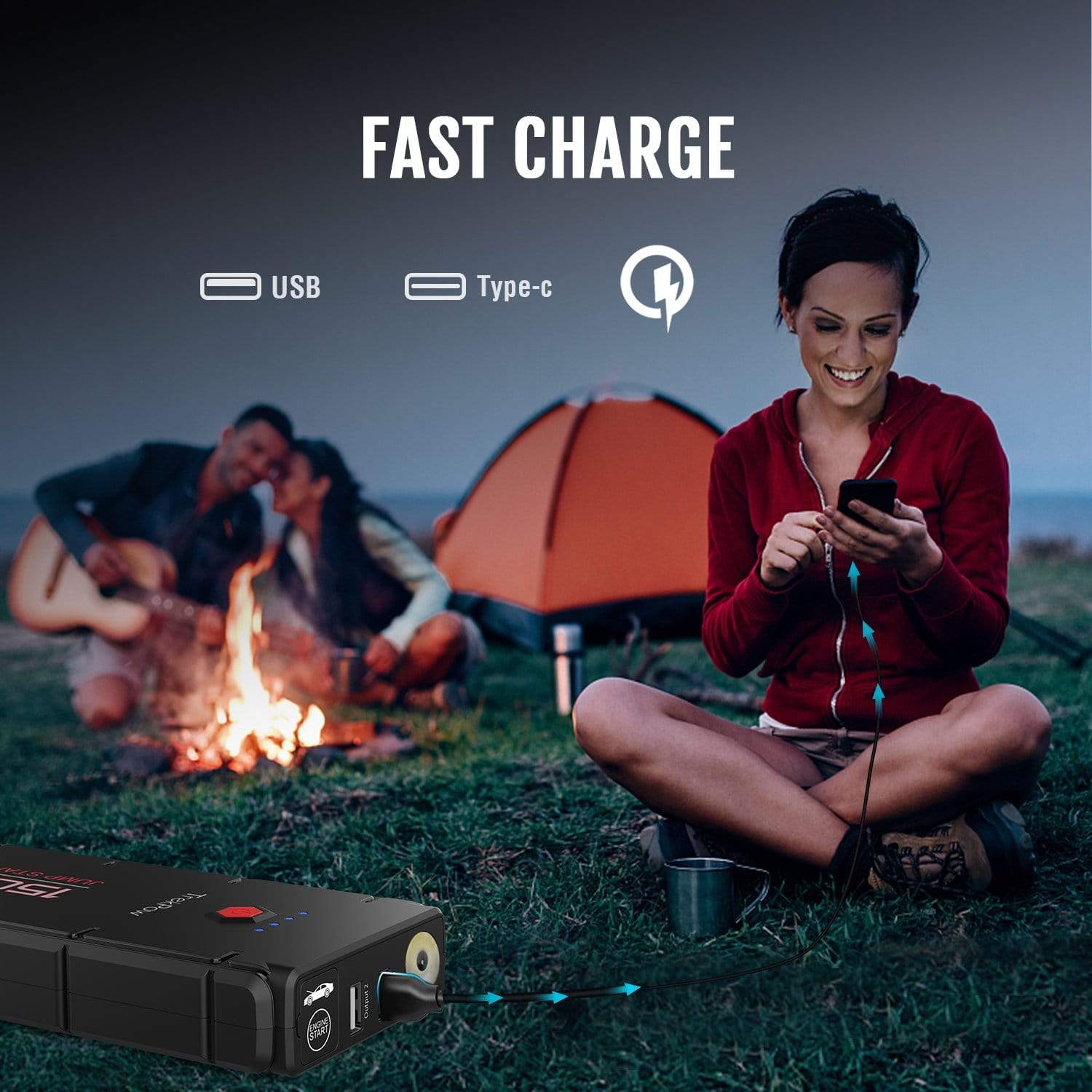 Jump starter flashlight shop power bank