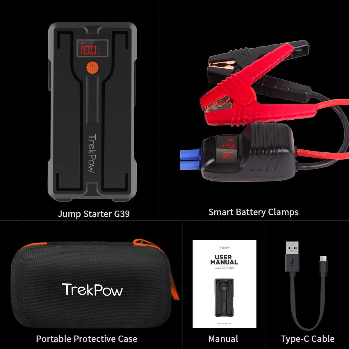 TrekPowOffice Jump Starter TrekPow G39 Jump Starter 1200A Auto Battery Booster