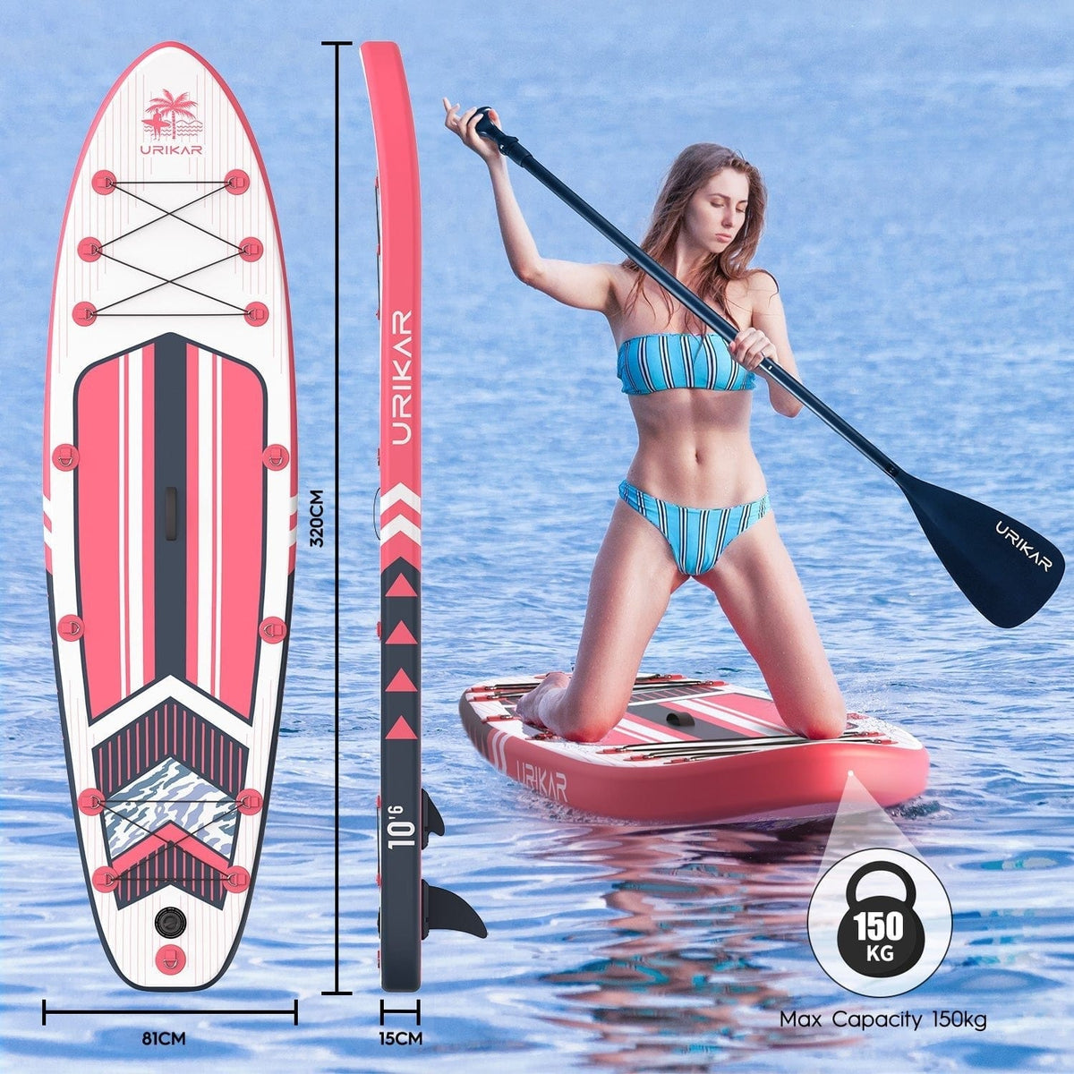 Urikar Surfboard Urikar Inflatable Paddleboard with Premium Accessories Set-Pump, Carrier, Waterproof Dry Bag