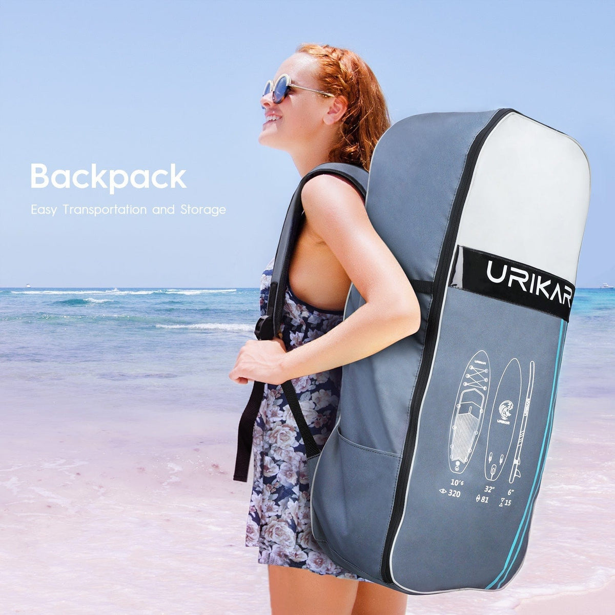 Urikar Surfboard Urikar Inflatable Paddleboard with Premium Accessories Set-Pump, Carrier, Waterproof Dry Bag