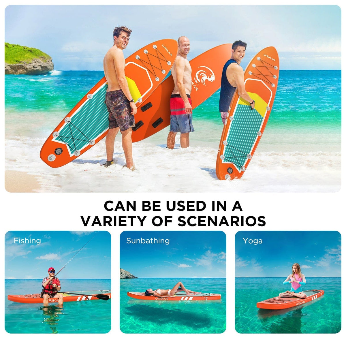 Urikar Surfboard Urikar Inflatable Paddleboard with Premium Accessories Set-Pump, Carrier, Waterproof Dry Bag