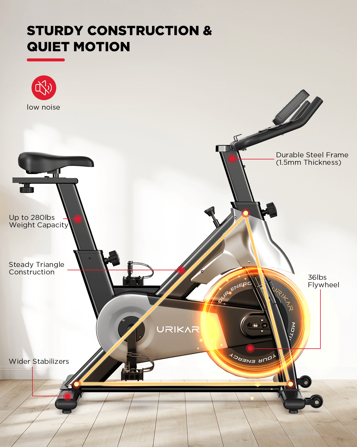 Urikar Urikar Flex V10 Indoor Spinning Bike with 4.3-in Large-screen Smart LCD Monitor